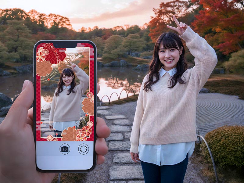 フォトフレームで記念撮影