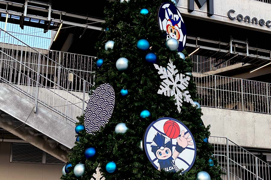 細かな印刷で昼でも綺麗なクリスマスツリー