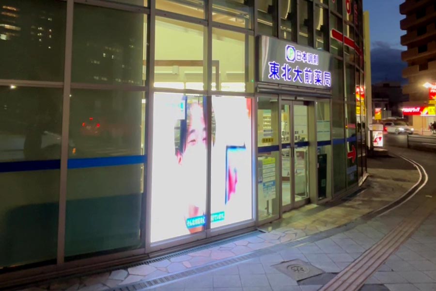 高輝度で夜でも目立つLEDシースルービジョン