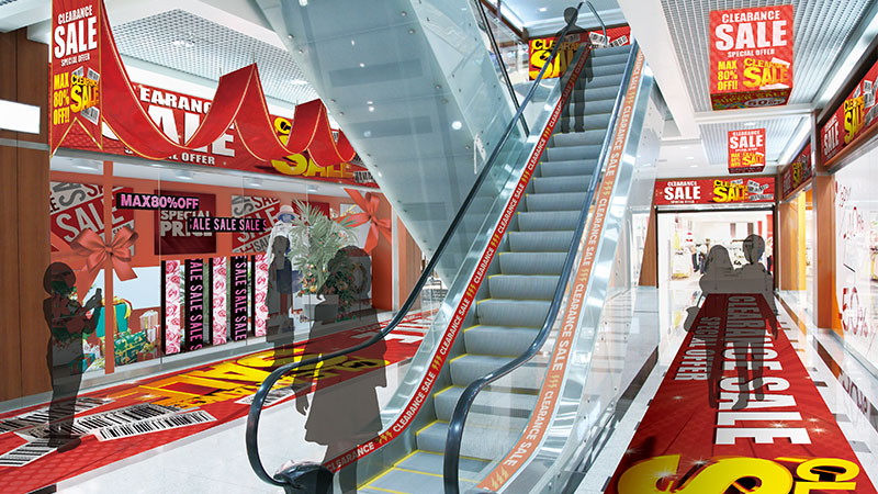 商業施設での店舗全体装飾のイメージ