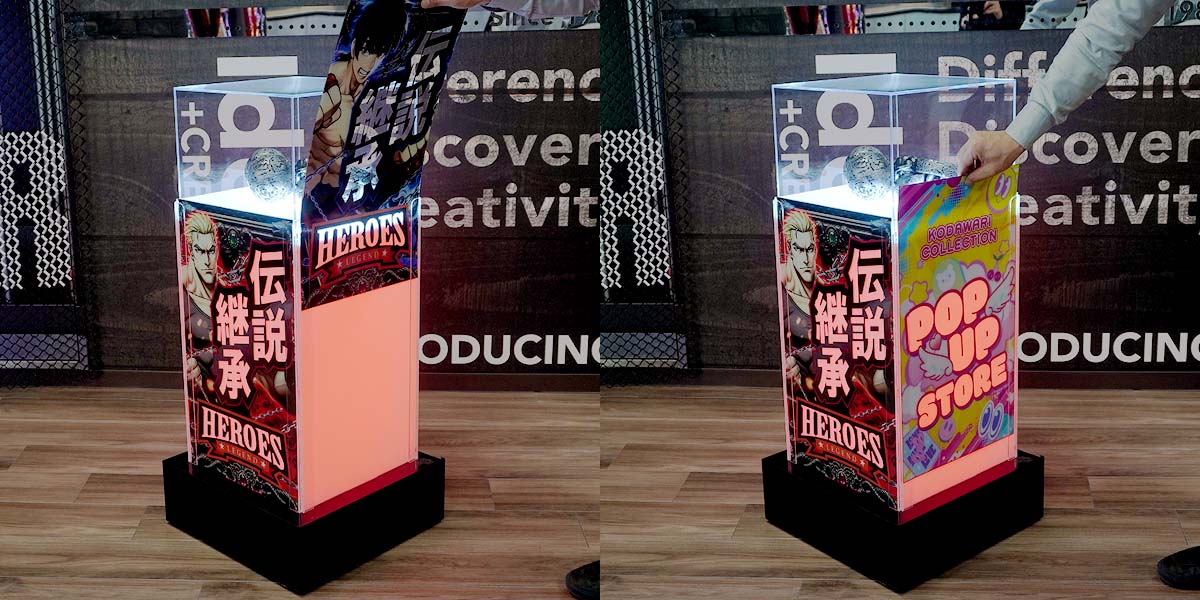 LEDレインボーケース350の面板差し替えの様子